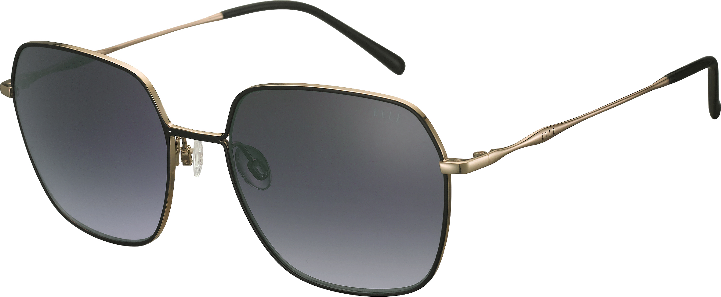 Sonnenbrille - EL14928 ELLE goldene Sonnenbrille mit handgemalten schwarzen Akzenten und grauen Gläsern