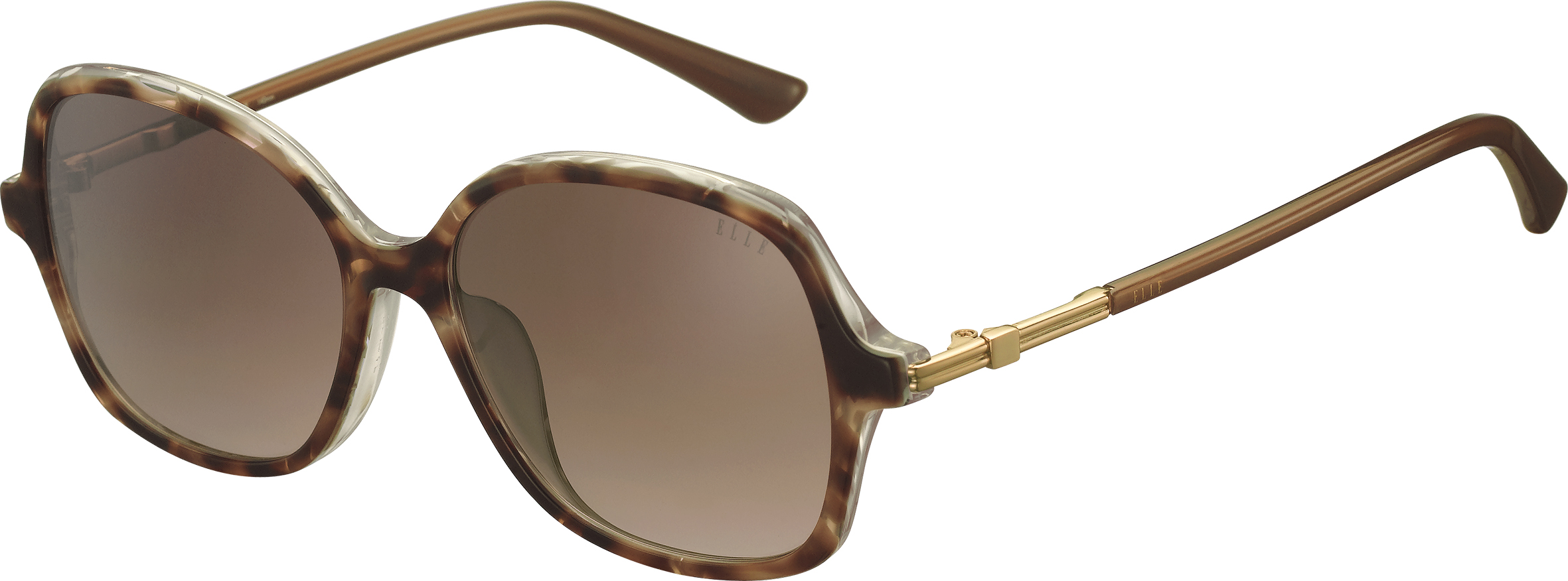 Sonnenbrille - EL14936 ELLE Sonnenbrille in Schmetterlingsform in Havanna mit braun verlaufenden Gläsern und goldfarbenen Details