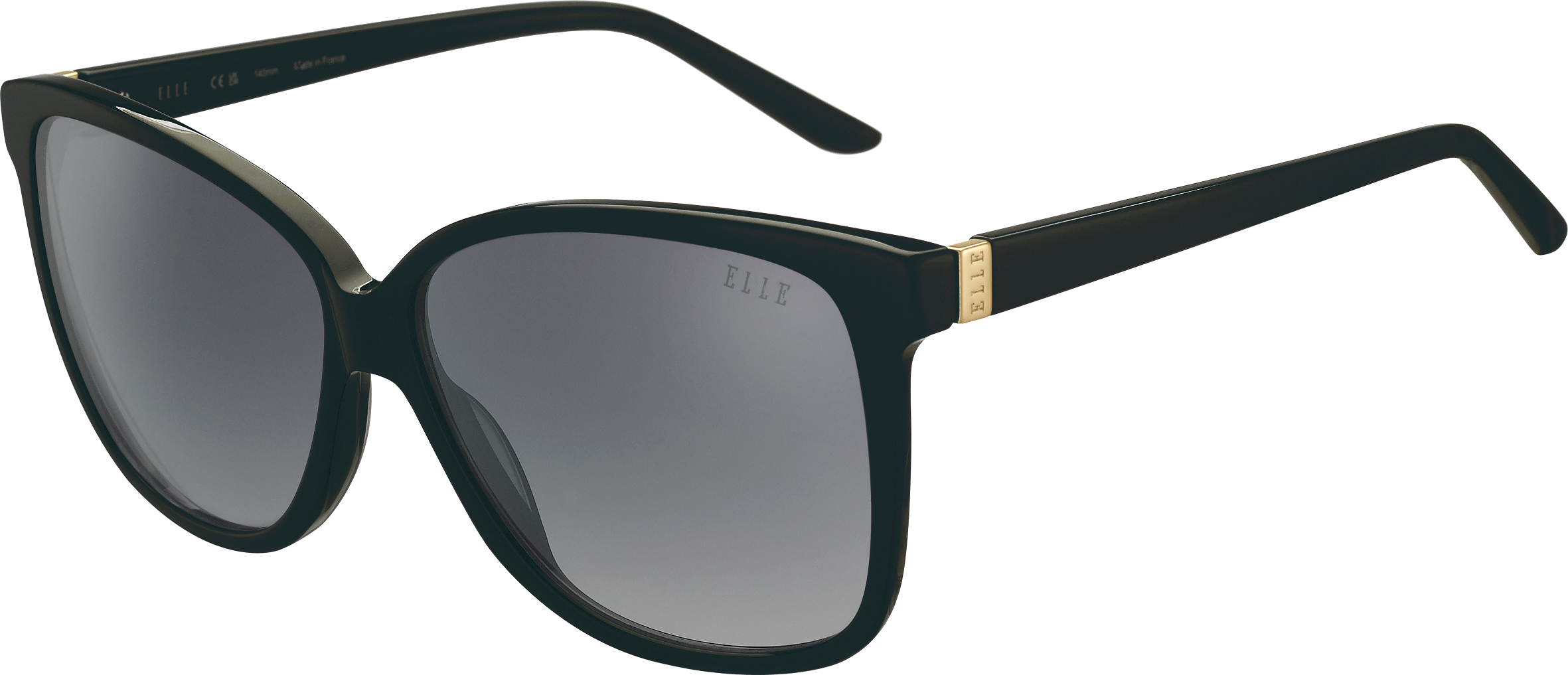 Sonnenbrille - Edith - EL31562 ELLE Oversize-Sonnenbrille in schwarzem Acetat mit grauen verlaufenden Gläsern und goldenem Metalldetail