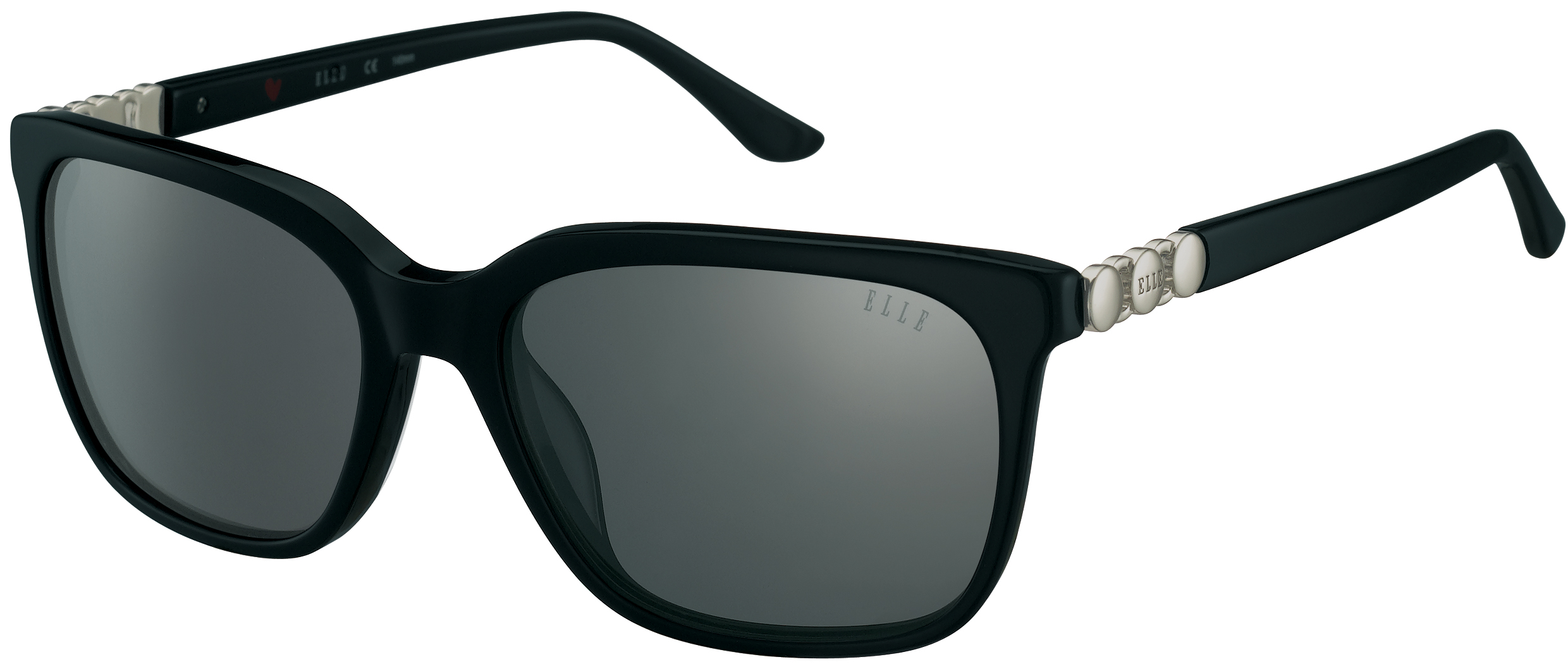 ELLE rechteckige Sonnenbrille in Schwarz mit grauen Gläsern