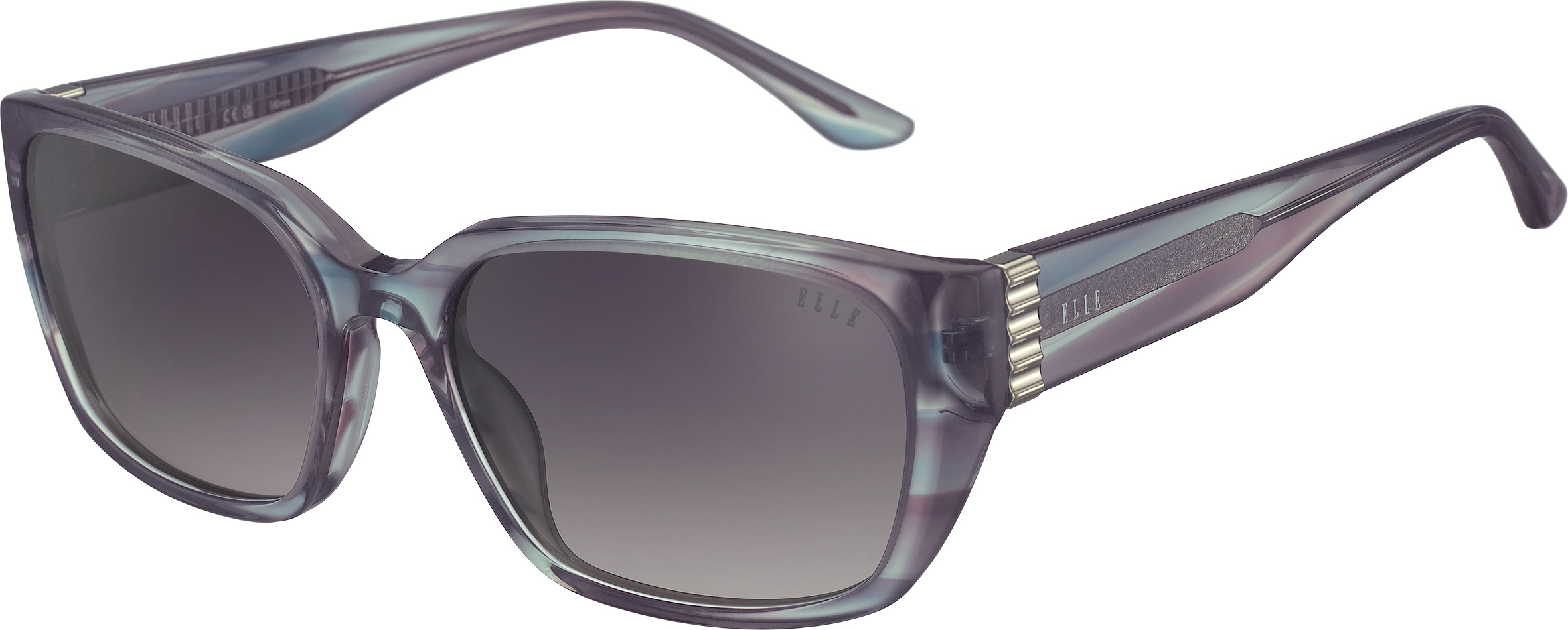 Sonnenbrille - EL14950 ELLE rechteckige Sonnenbrille in Blau-Grau mit blau verlaufenden Gläsern und silbernen Details