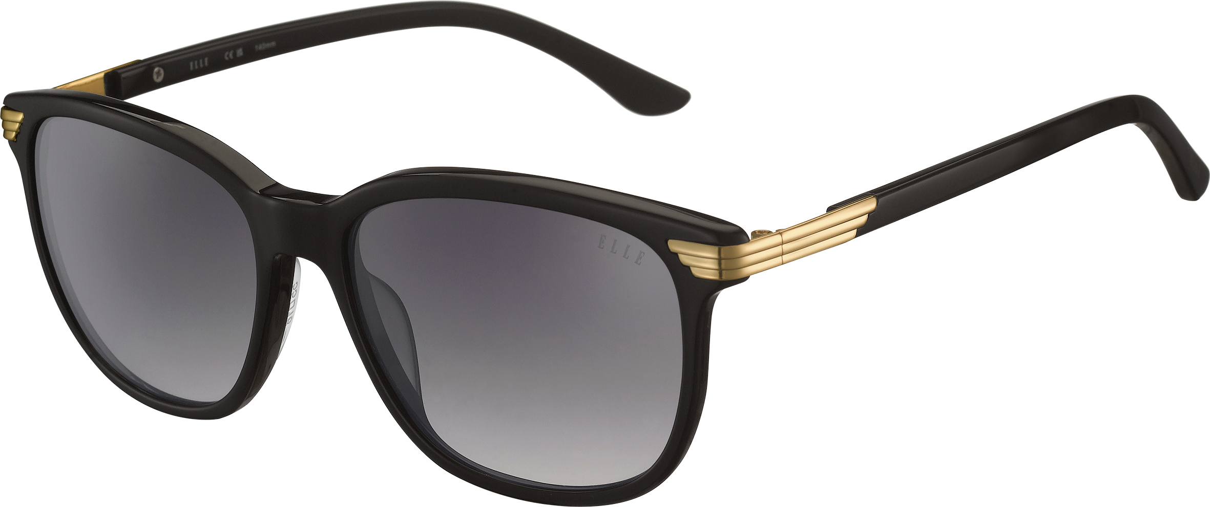 ELLE Sonnenbrille in Schwarz mit grau verlaufenden Gläsern und goldfarbenen Detail