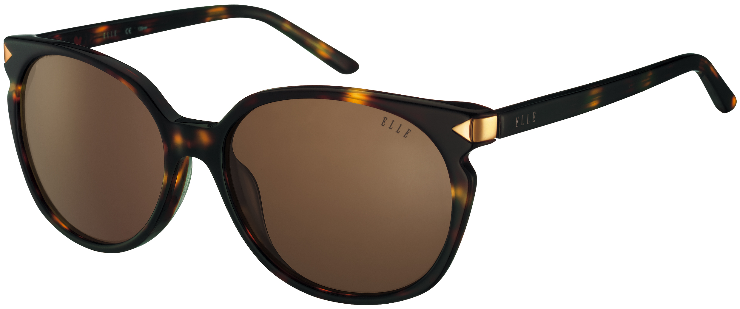 ELLE Sonnenbrille mit gerundeter Front in Havanna mit braunen Gläsern und goldenen Details