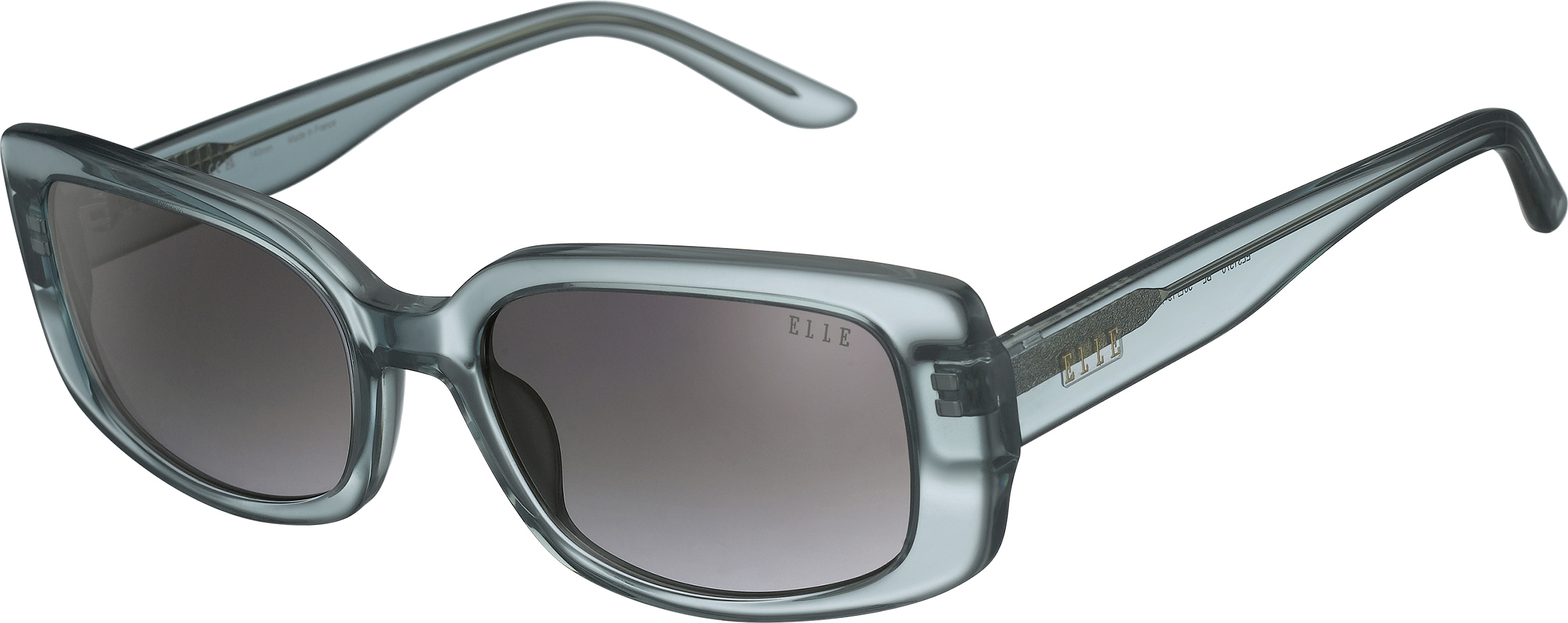 ELLE Made in France sanft rechteckige Sonnenbrille in Hellblau mit grau verlaufenden Gläsern
