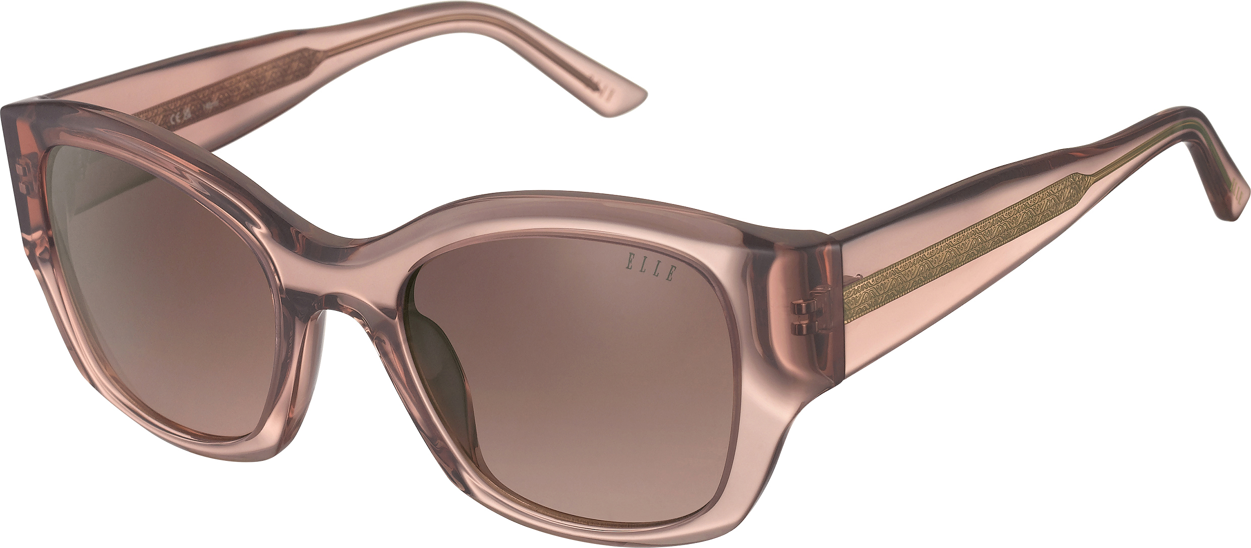 Sonnenbrille - EL14969 ELLE quadratische Sonnenbrille in Champagner-Rosé mit braun verlaufenden Gläsern