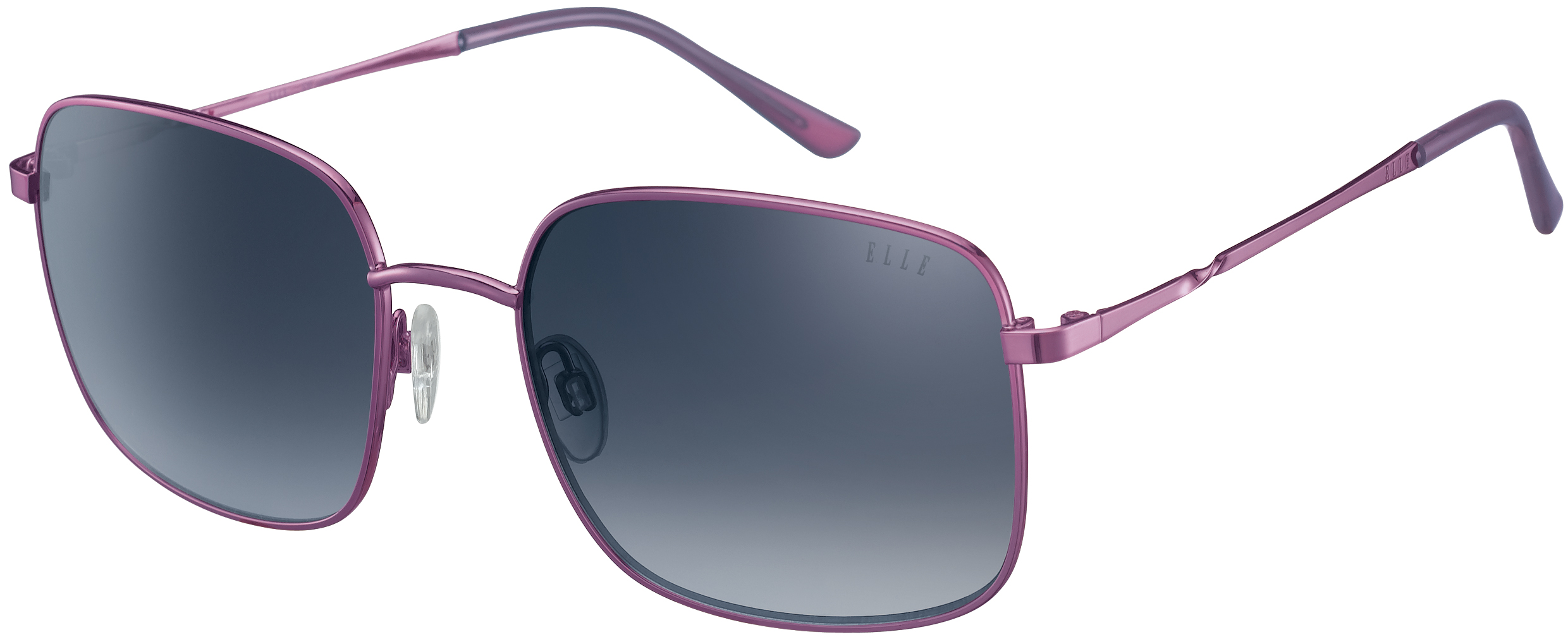 Sonnenbrille - EL14892 ELLE quadratische Metall-Sonnenbrille in Metallic-Rosa mit grauen Gläsern