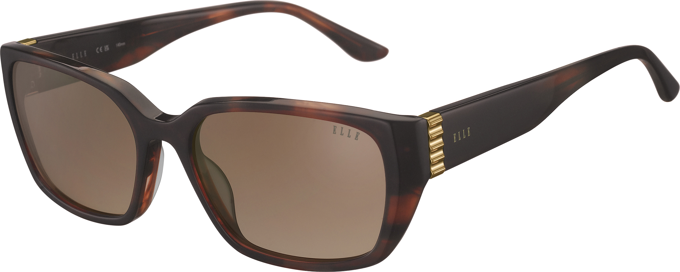 ELLE rechteckige Sonnenbrille in Braun mit braun verlaufenden Gläsern und goldfarbenen Details