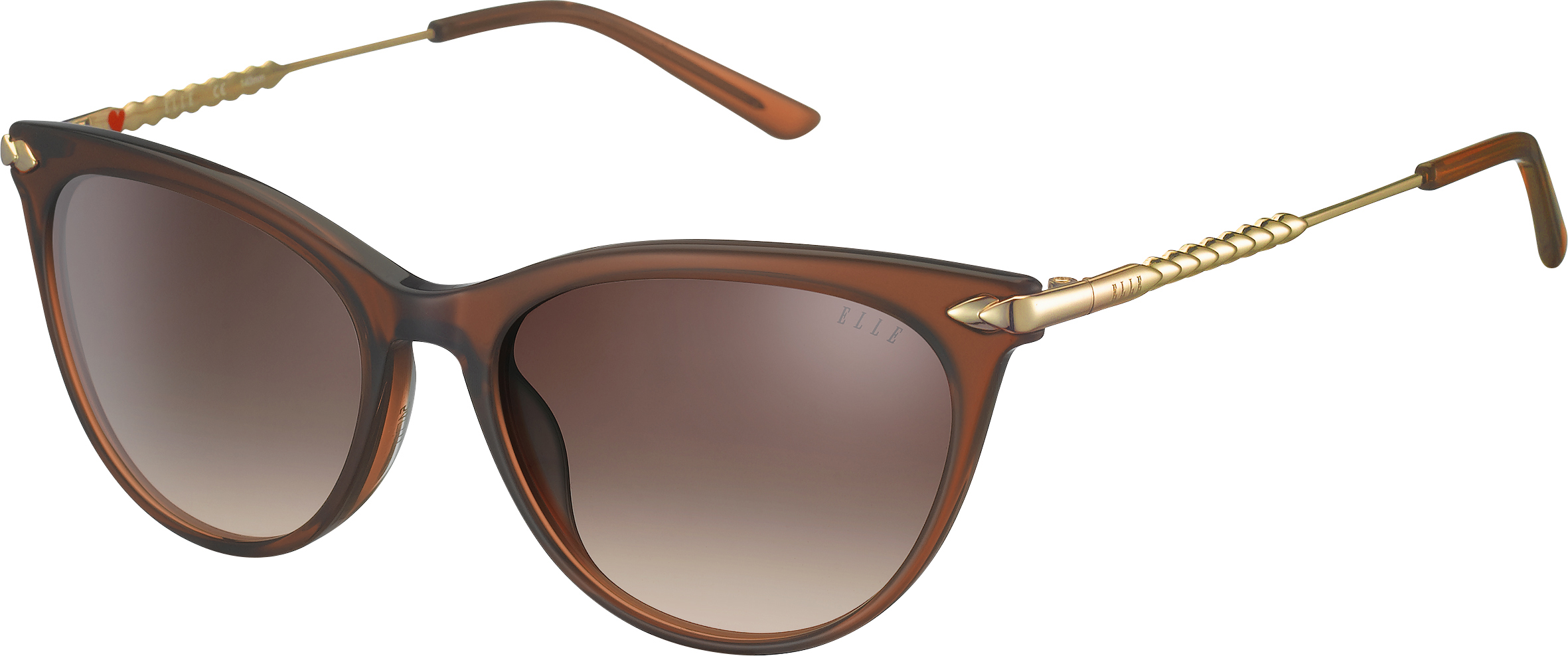 ELLE Cat-Eye-Sonnenbrille in Braun mit braun verlaufenden Gläsern und goldfarbenen Details