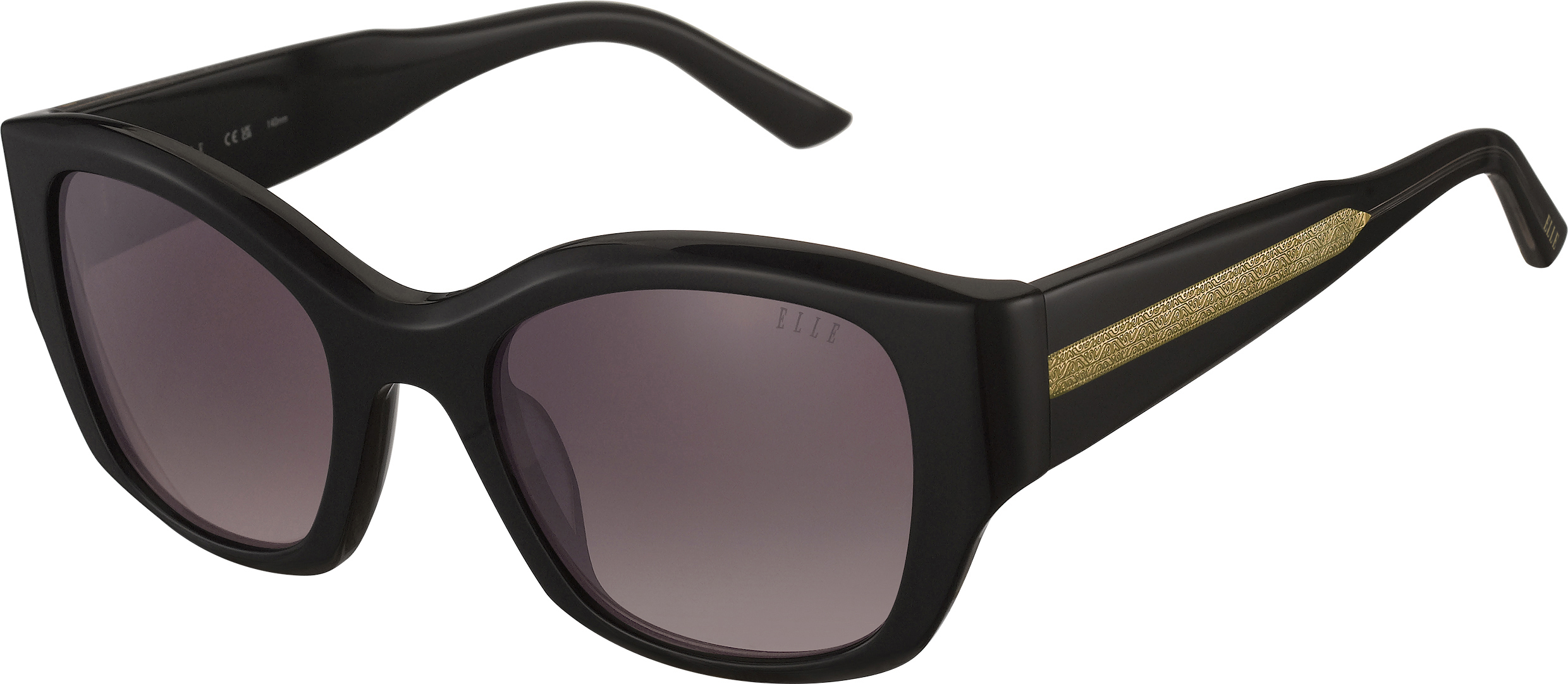 ELLE quadratische Sonnenbrille in Schwarz mit grau verlaufenden Gläsern