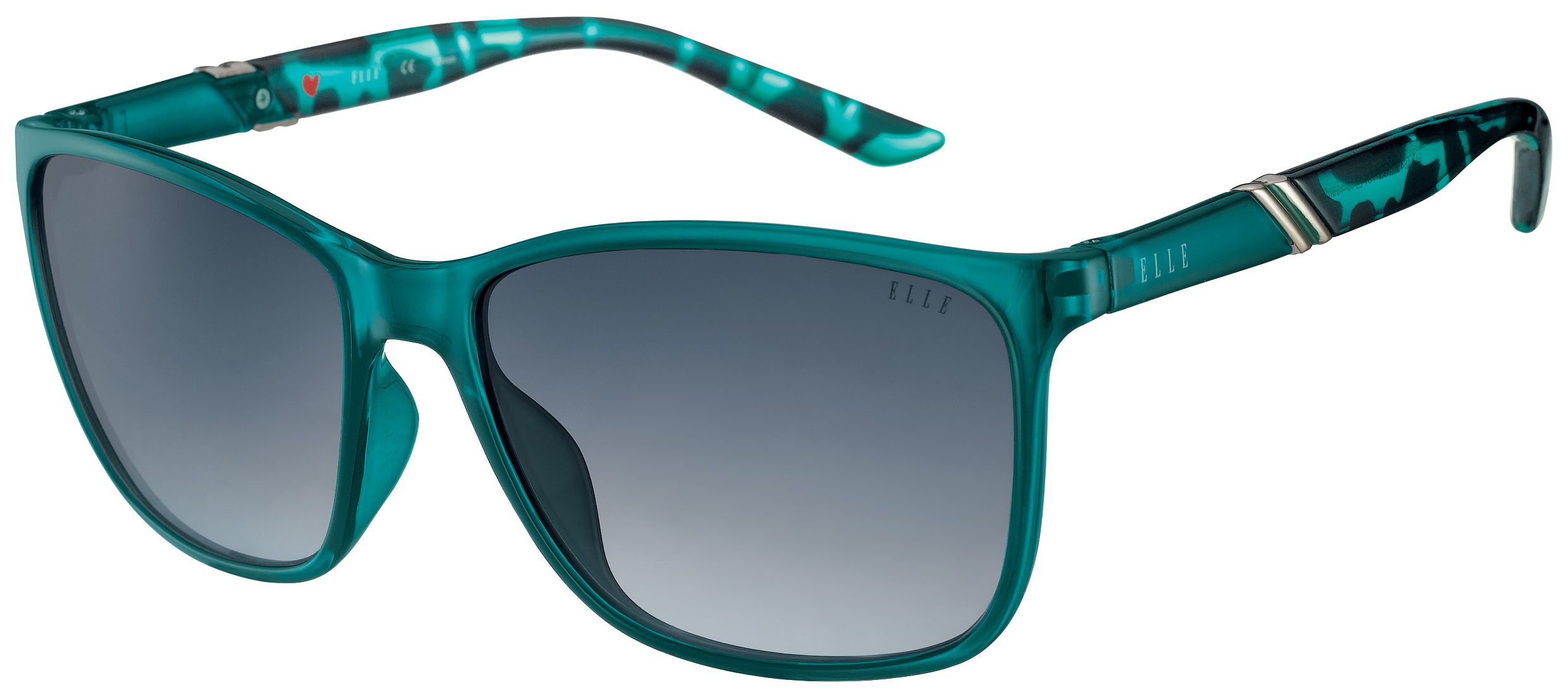 Sonnenbrille - EL14840 ELLE Oversize-Sonnenbrille in Türkis mit türkisem Schildpattmuster an den Bügeln und blauen verlaufenden Gläsern