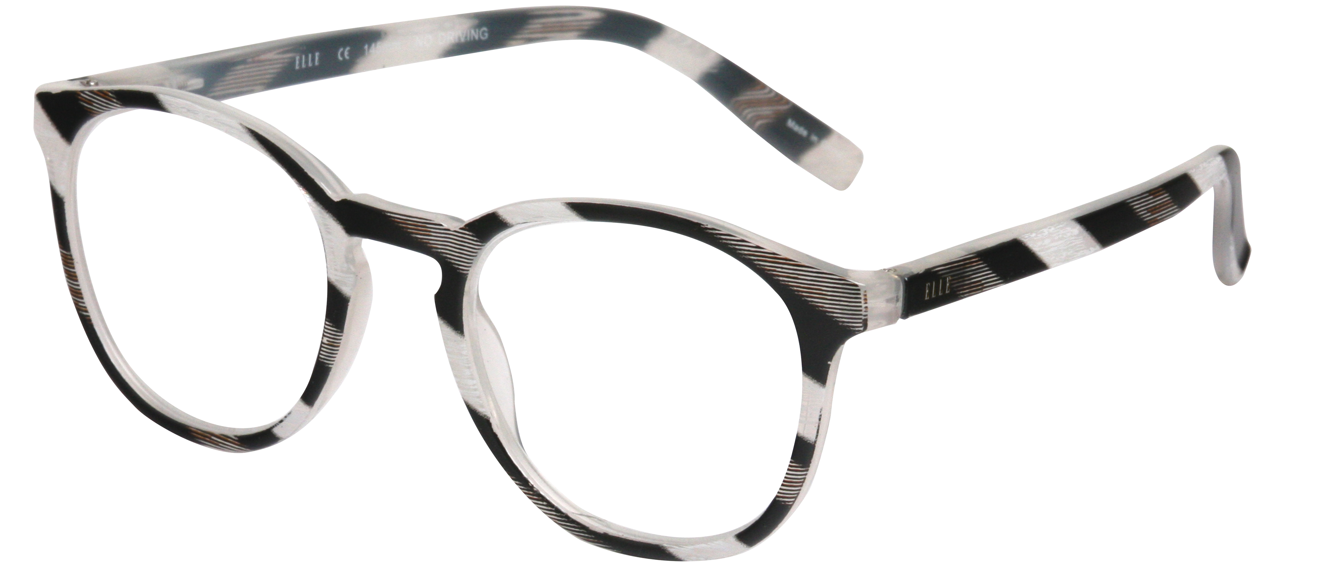 Fertiglesebrille - EL15933 Transparente graue runde Lesebrille aus Kunststoff mit Vollrand