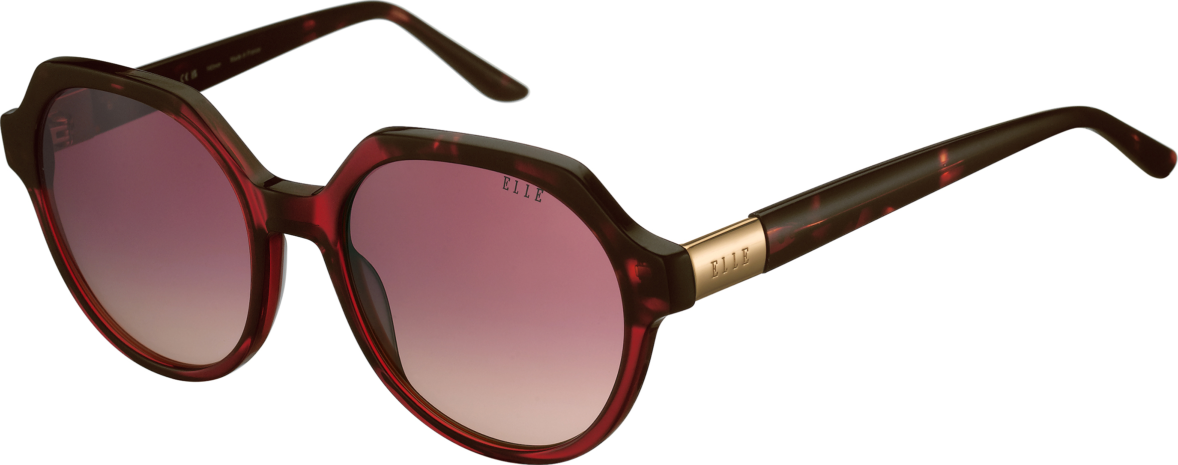 Sonnenbrille - Charlotte - EL31573 ELLE Made in France geometrische Sonnenbrille in Rot mit dunkelroten Mustern und rot verlaufenden Gläsern