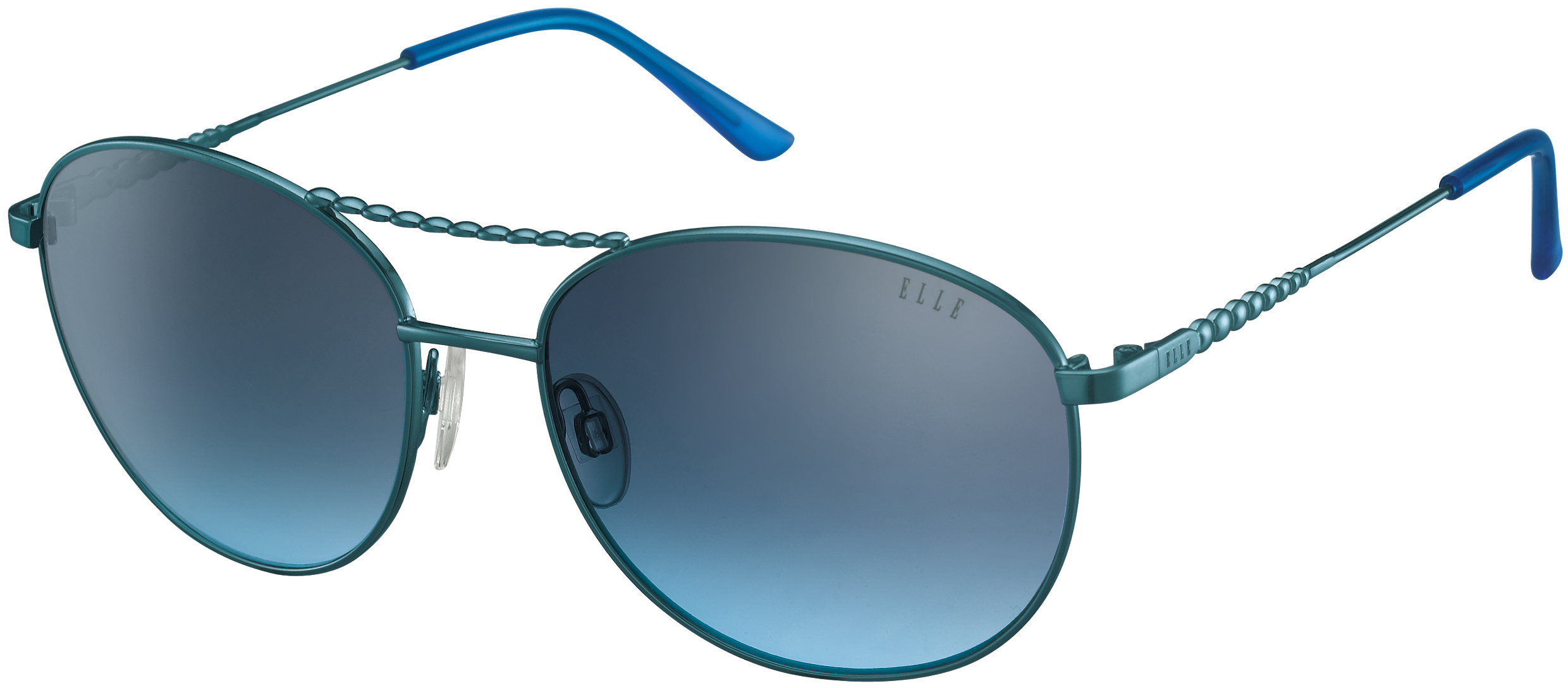 Sonnenbrille - EL14889 ELLE runde Metall-Sonnenbrille in Blau mit blau verlaufenden Gläsern